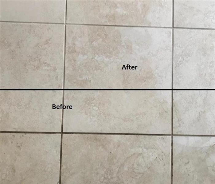 Before and after of tile and grout cleaing